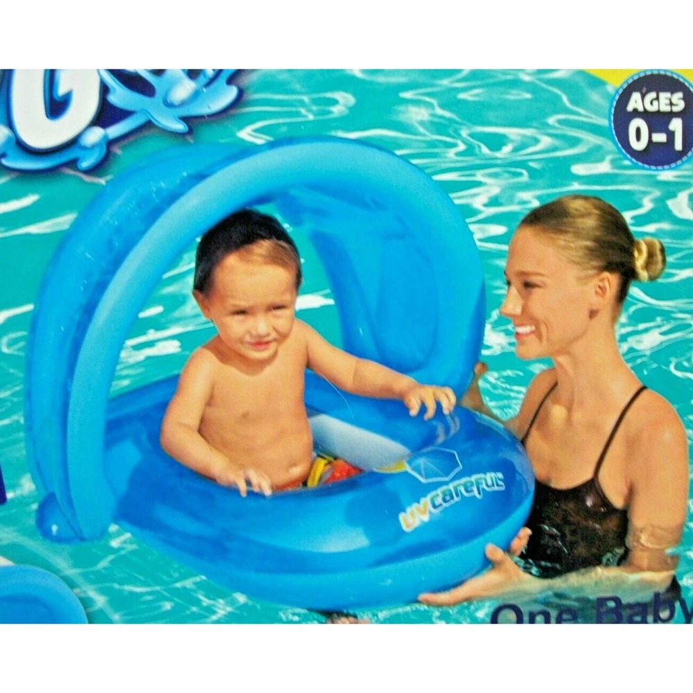 Bestway H2OGO UV Careful Baby Care Seat Inflatable Pool Float with Sunshade Blue - Picture 4 of 4